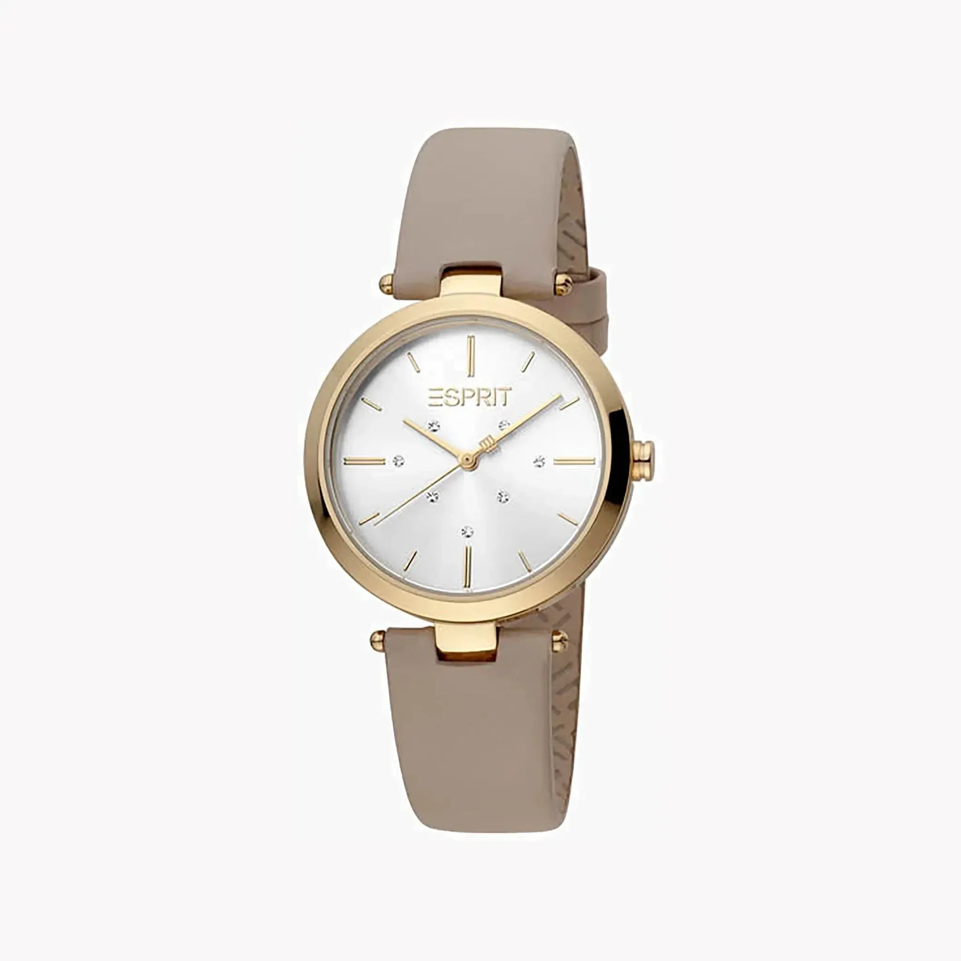 Esprit Women's Beige Leather Watch, Silver Dial | Es1l192m0025 by ESPRIT