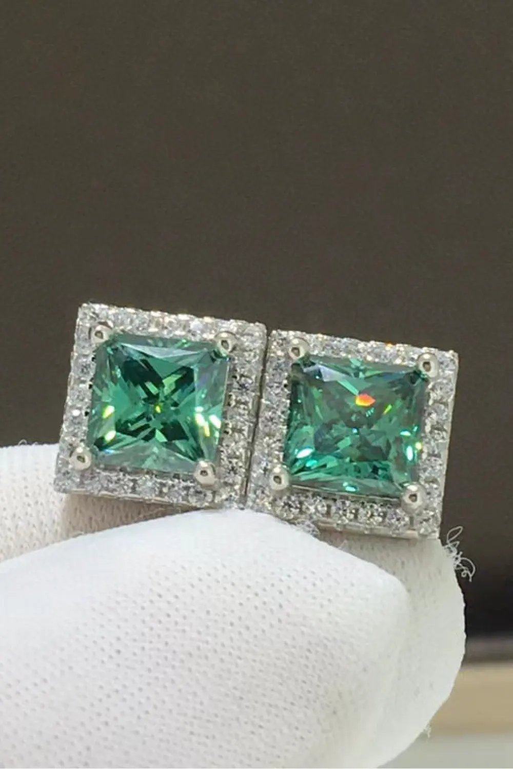 2 Carat Moissanite Square Stud Earrings by Partner Label