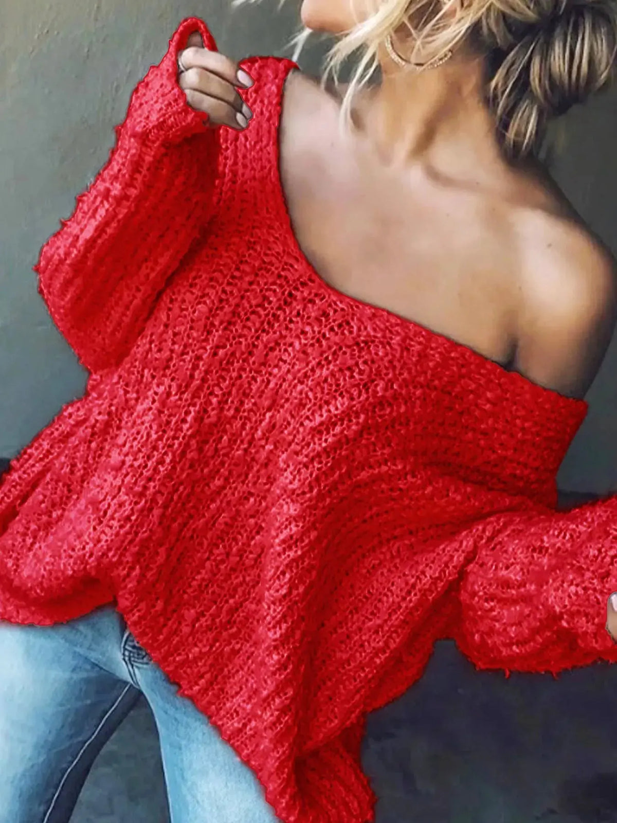 Loose Fit Long Sleeve Sweater by Partner Label