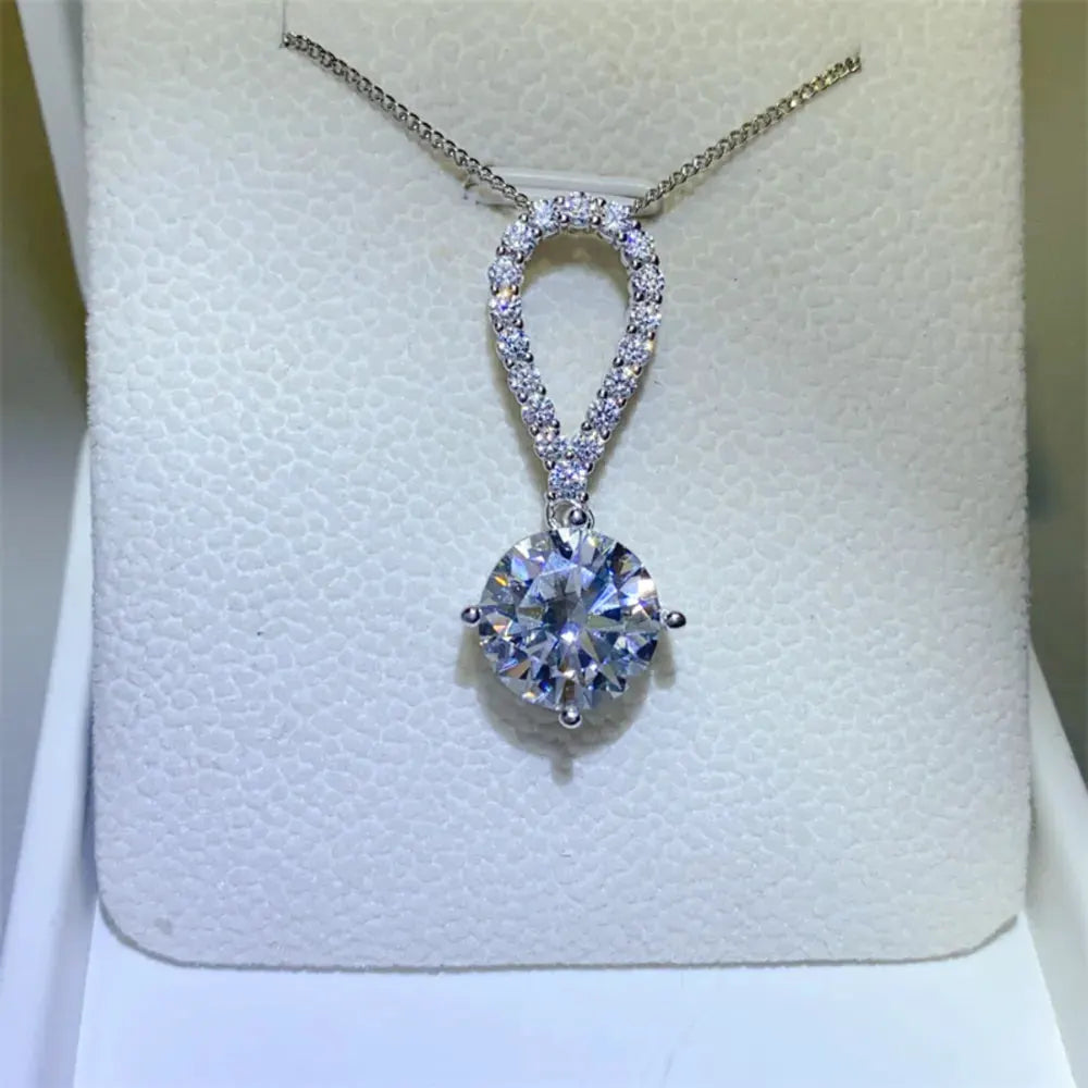 5 Carat Moissanite 925 Sterling Silver Teardrop Necklace by Partner Labels