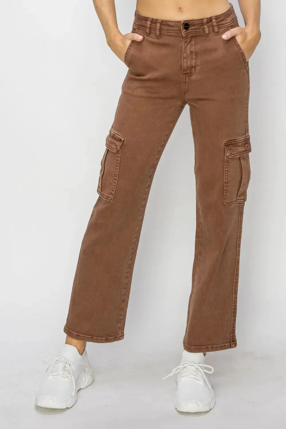 Risen Full Size High Rise Cargo Jeans by RISEN