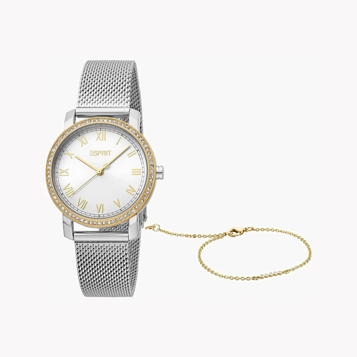 Esprit Women's Silver & Gold Stainless Steel Watch, Silver Dial | Es1l119m0045 by ESPRIT