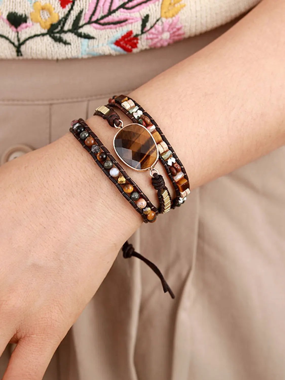 Geometrical Shape Triple-Layer Bracelet by Partner Label