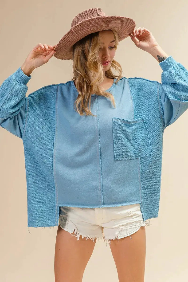 BiBi Oversized Pocket Front Sweatshirt by BiBi