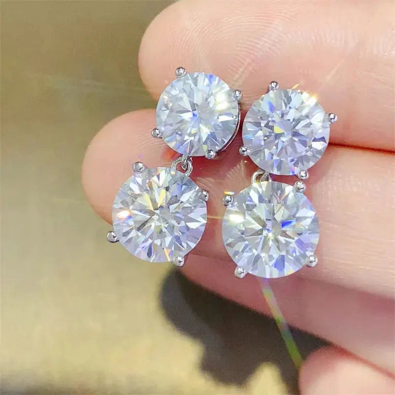 10 Carat Moissanite 925 Sterling Silver Earrings by Partner Label
