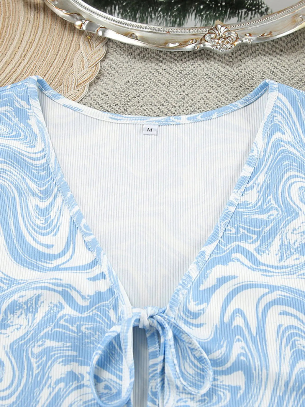 Tie Front Long Sleeve Top and Pants Lounge Set by Partner Label