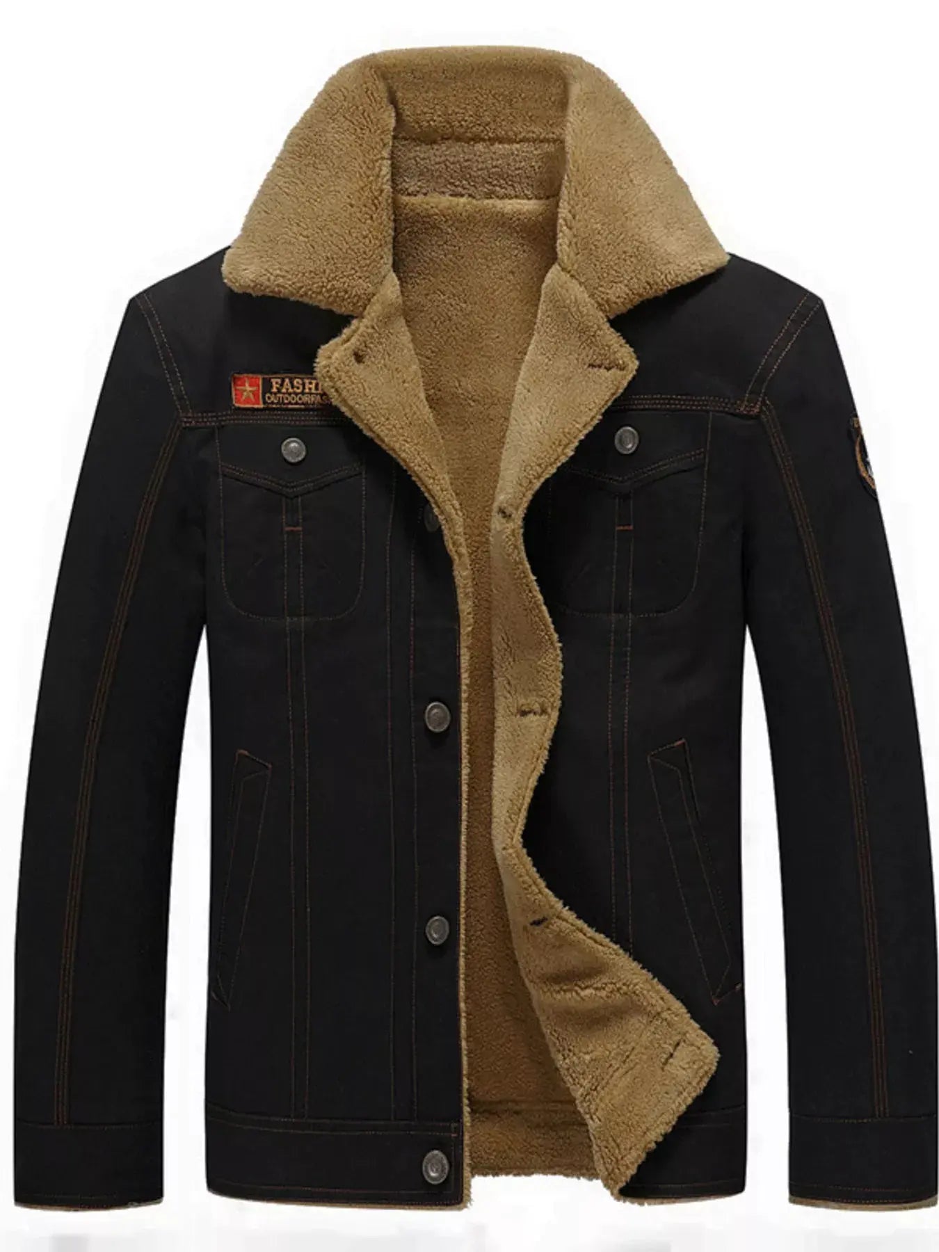 Men's Plus Size Button Up Fleece Lined Jacket by Partner Label