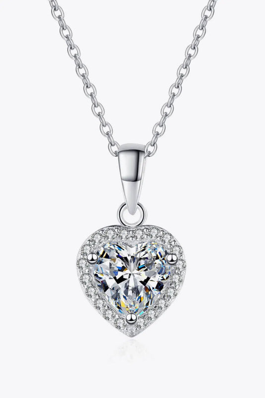 1 Carat Moissanite Heart Pendant Chain Necklace by Partner Labels
