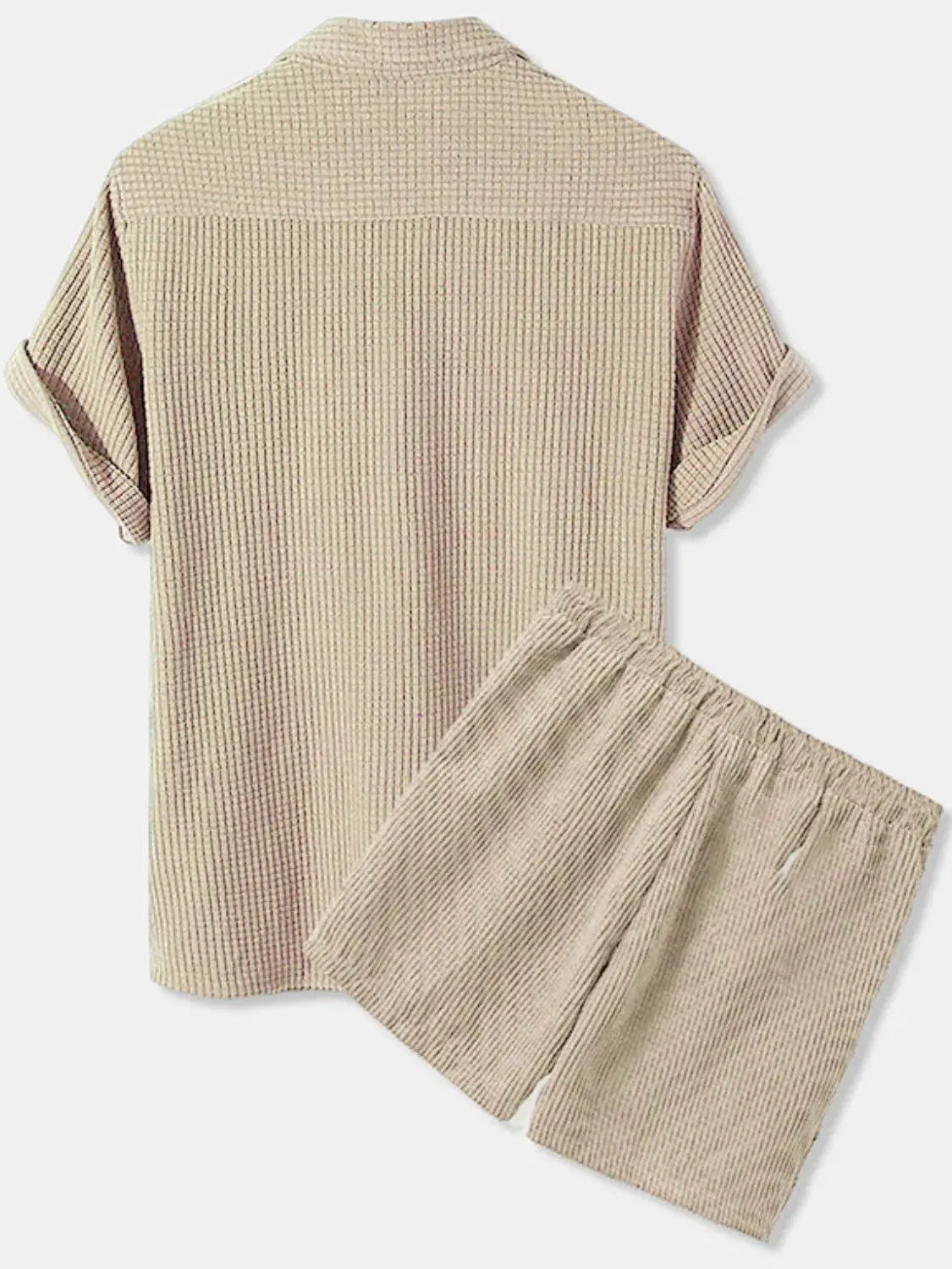 Men's Full Size Button Detail Short Sleeve Top and Shorts Set Plus Size by Trendsi