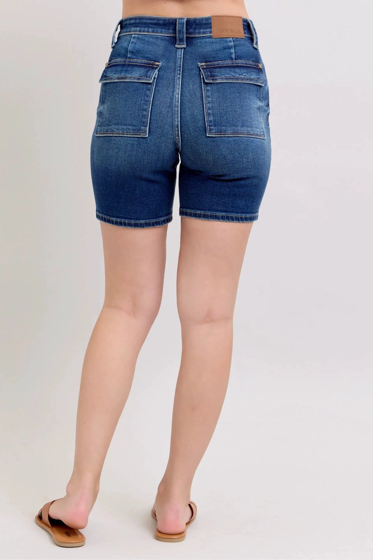 Judy Blue Full Size High Waist Bermudas Jeans W/ Back Flap Pockets Plus Size by Judy Blue