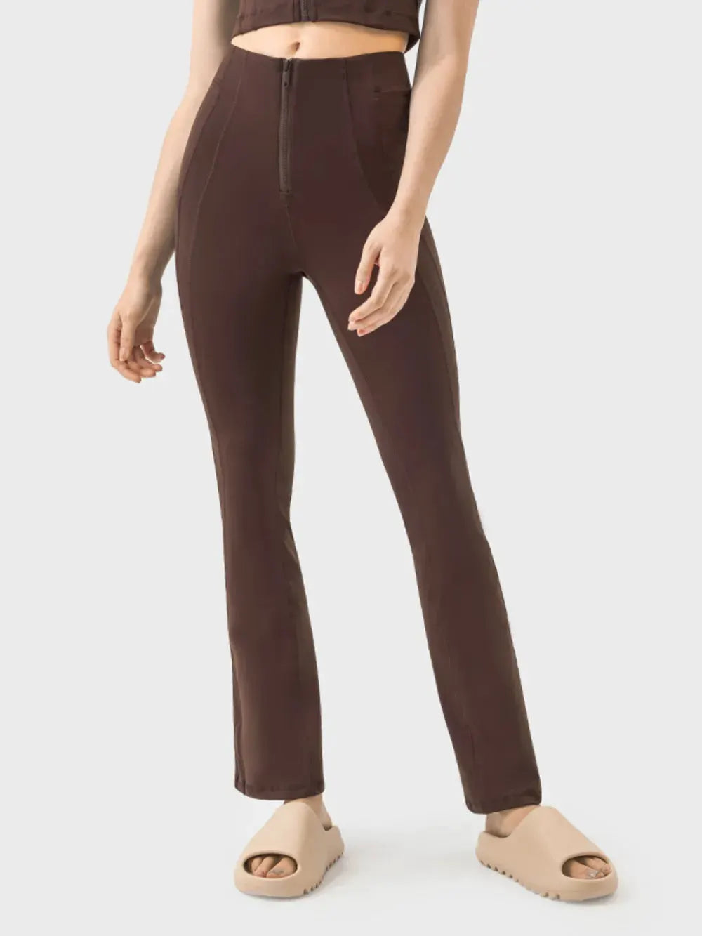 Millennia Zipper Detail High Waist Active Pants by Millennia