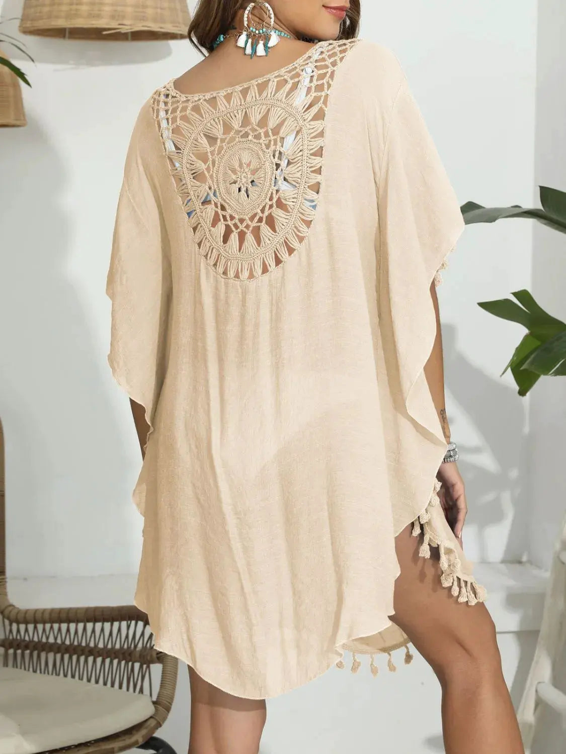 Tassel Crochet Round Neck Cover-Up by Partner Labels