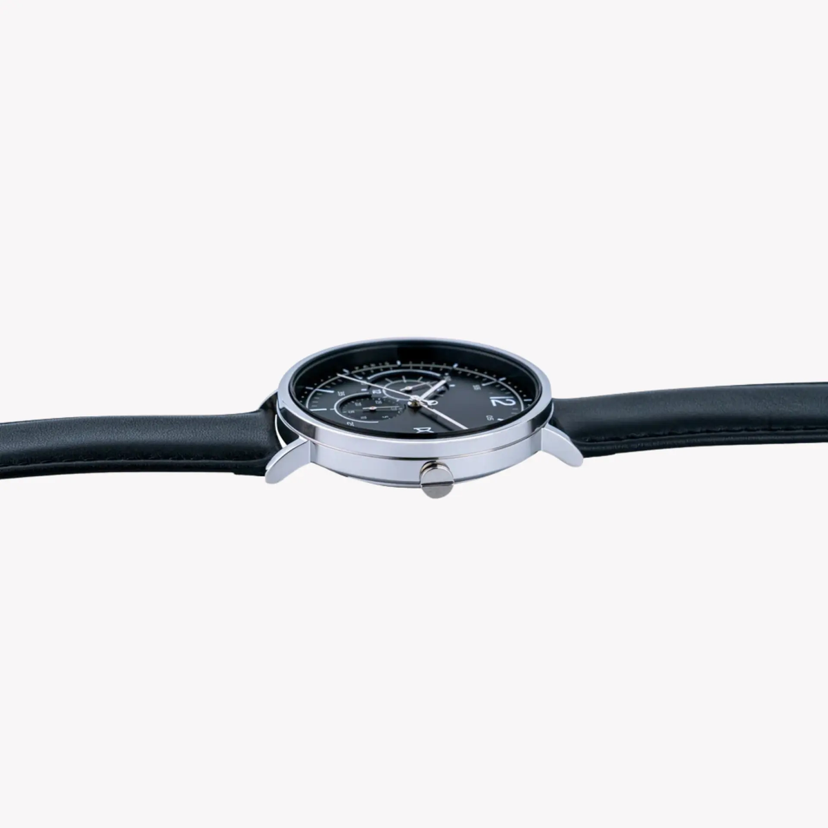 Pierre Cardin Men's Black Leather Watch, Silver Case | Cbn.3019 by PIERRE CARDIN