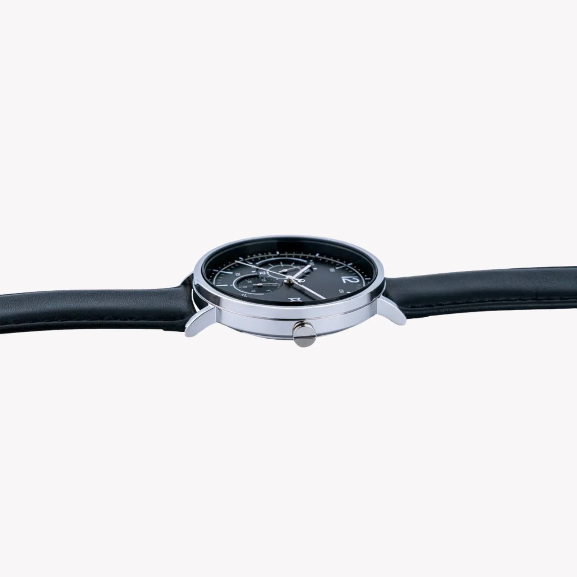 Pierre Cardin Men's Black Leather Watch, Silver Case | Cbn.3019 by PIERRE CARDIN