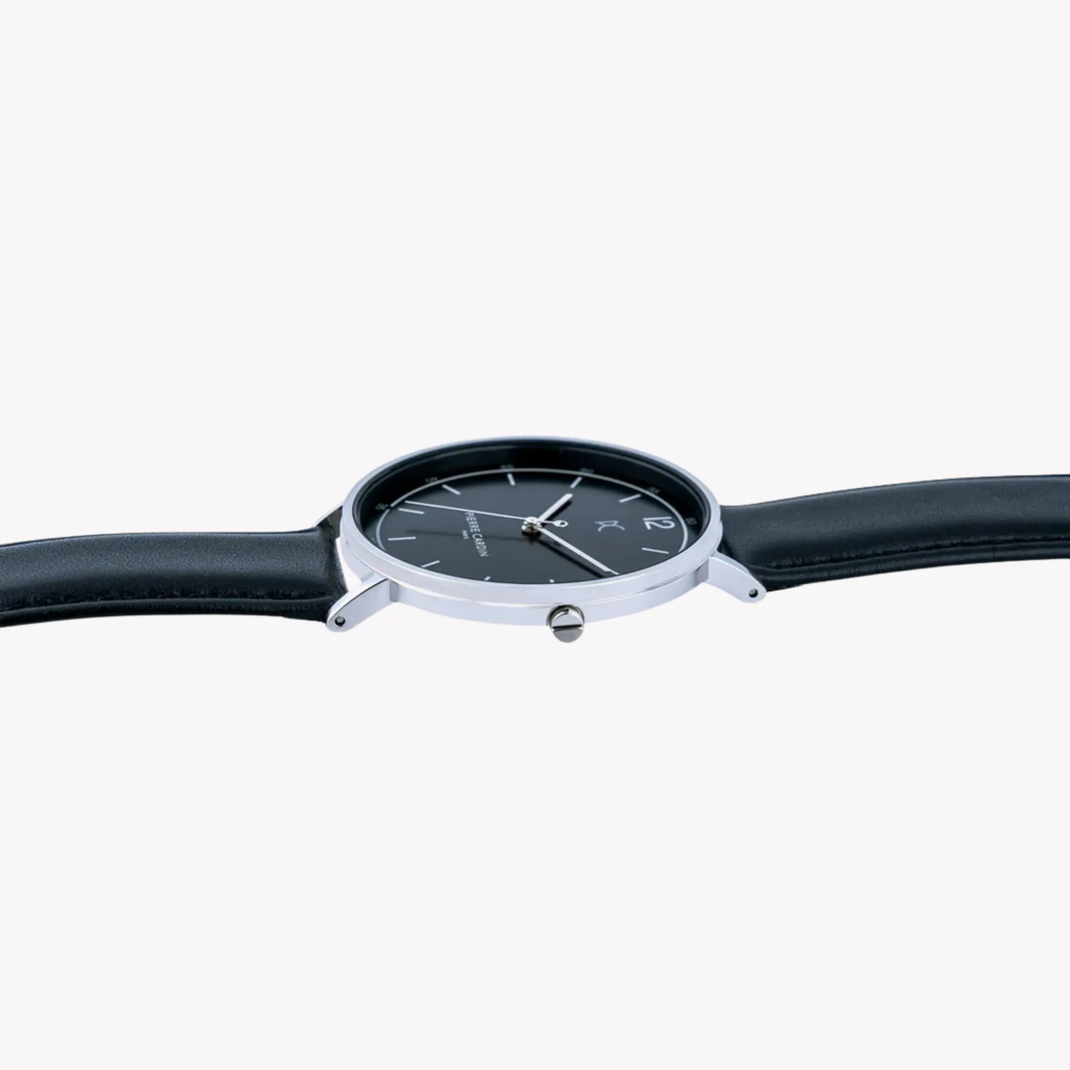 Pierre Cardin Men's Silver Stainless Steel, Black Leather | Cbn.3003 by PIERRE CARDIN