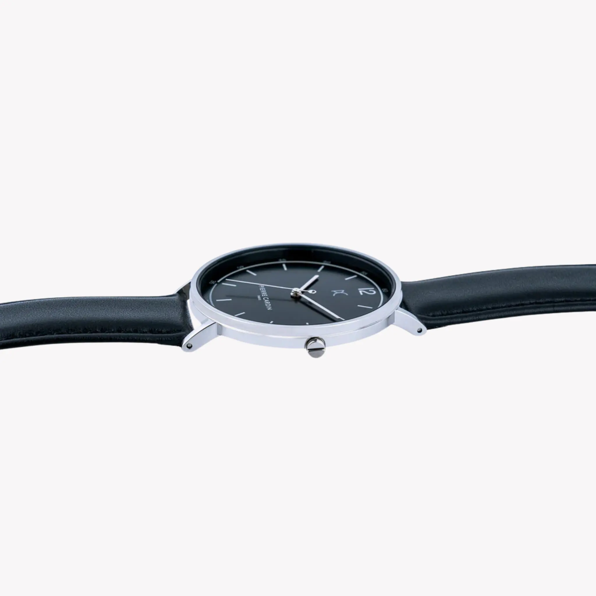 Pierre Cardin Men's Silver Stainless Steel, Black Leather | Cbn.3003 by PIERRE CARDIN