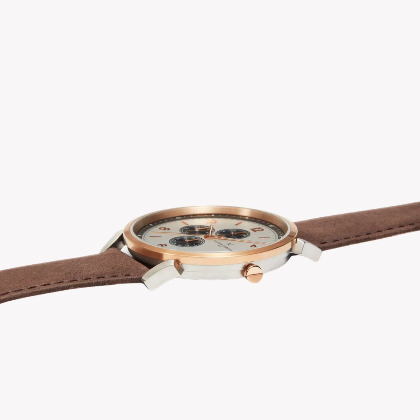 Pierre Cardin Men's Silver & Rose Gold Watch, Brown Leather | Cpi.2022 by PIERRE CARDIN