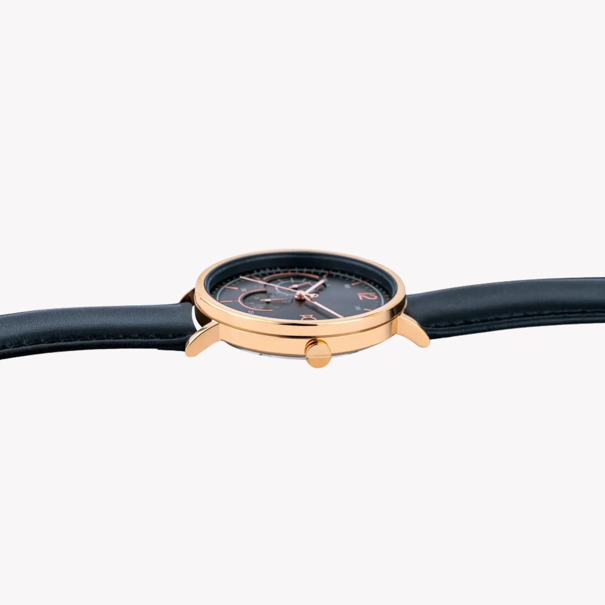 Pierre Cardin Men's Black Leather Watch, Rose Gold Case | Cbn.3023 by PIERRE CARDIN