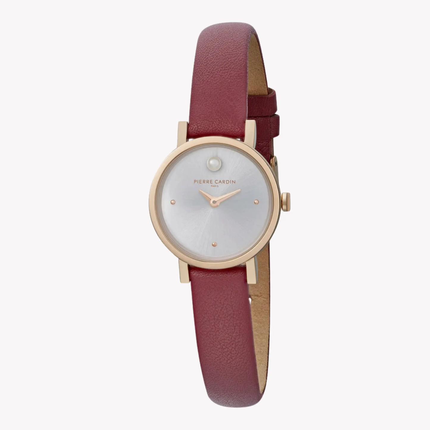 Pierre Cardin Women's Burgundy Leather Watch, Silver Dial | Ccm.0507 by PIERRE CARDIN