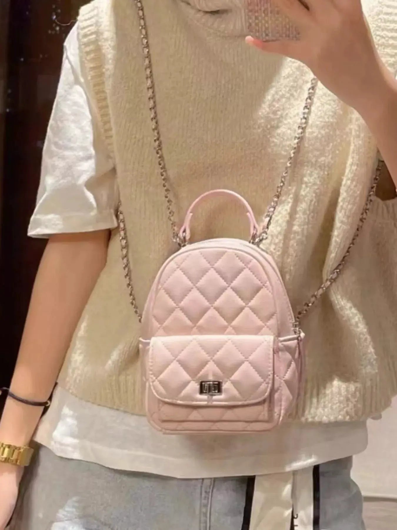 Quilted Mini Backpack Bag by Partner Label