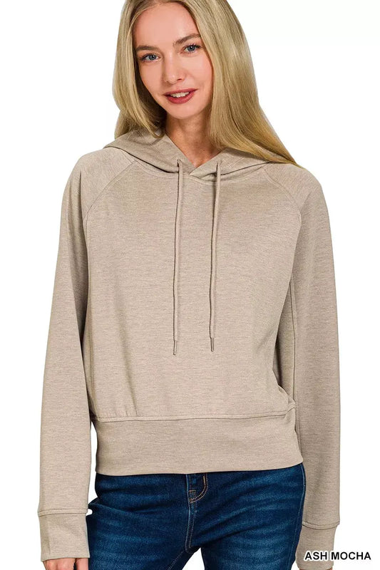 Zenana Drawstring Scuba Hoodie by Zenana