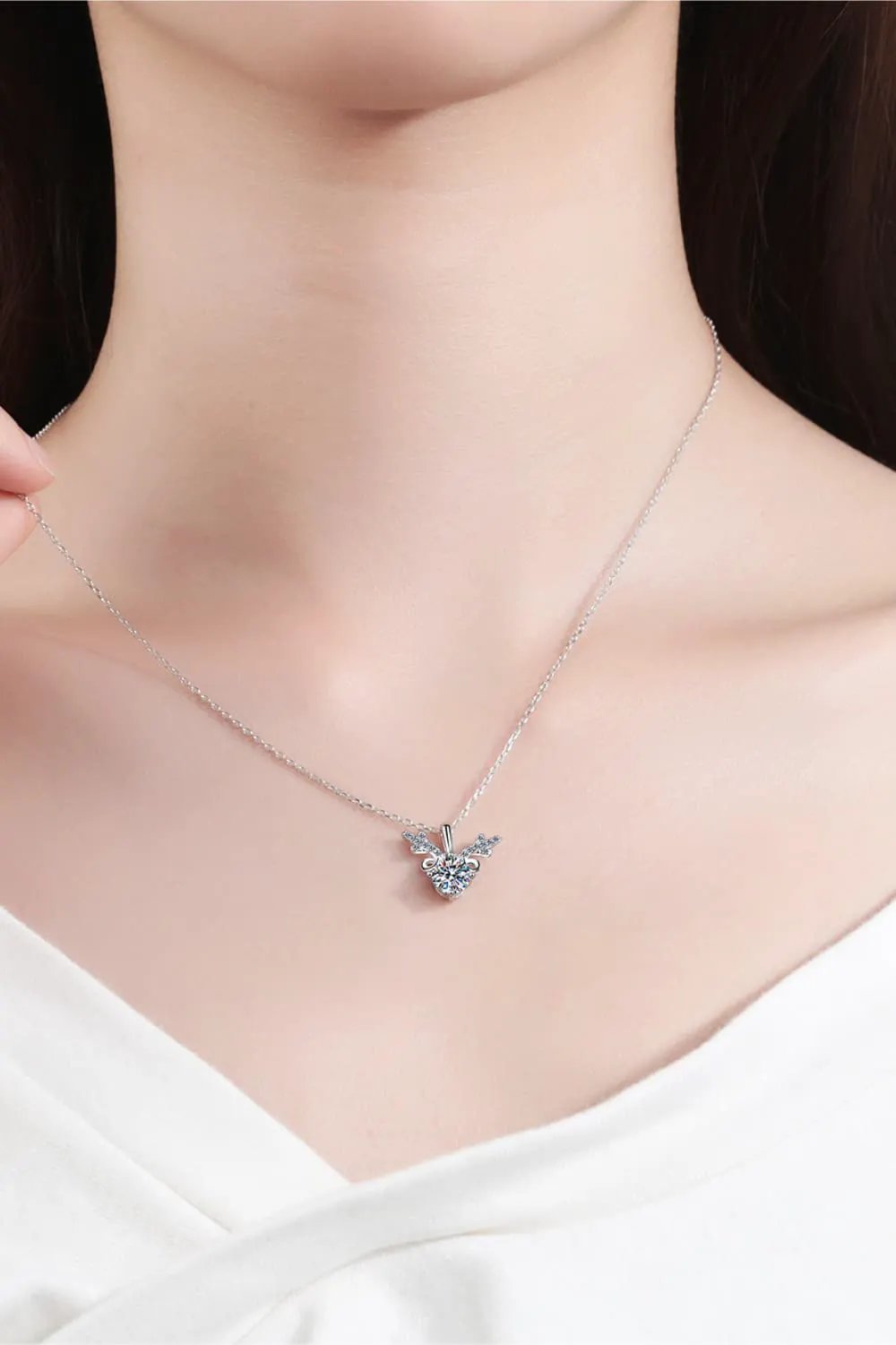 1 Carat Moissanite Key Pendant Necklace in 925 Sterling Silver by Partner Label