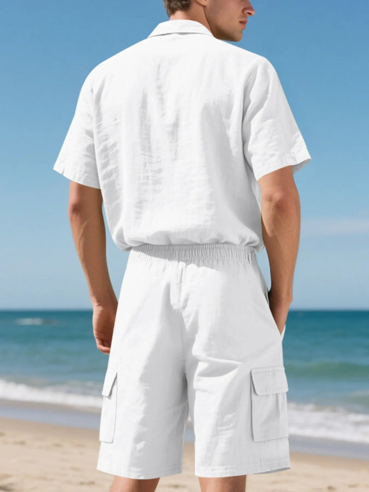 Men's Full Size Button Up Shirt and Shorts Set Plus Size by Trendsi