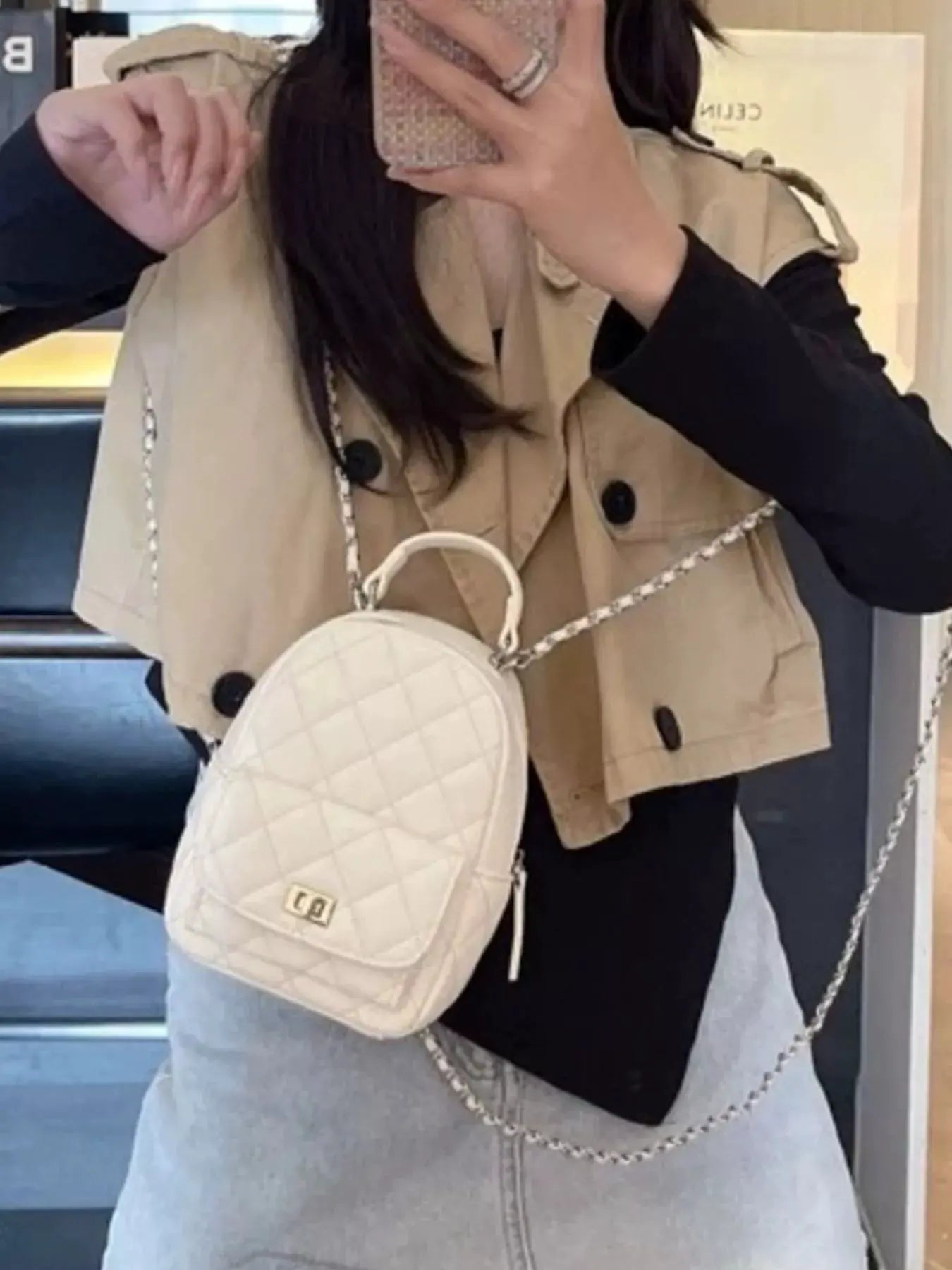 Quilted Mini Backpack Bag by Partner Label