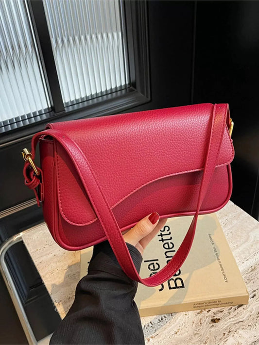 Solid Color Leather Crossbody Bag by Partner Label
