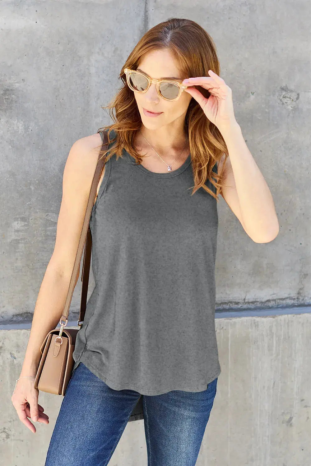 Basic Bae Full Size Round Neck Curved Hem Tank by Basic Bae