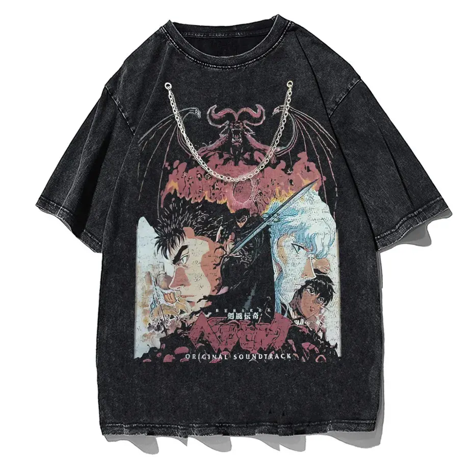 Anime Octopus Vintage Wash Harajuku T-Shirt Japanese Style Unisex by Vimost Shop