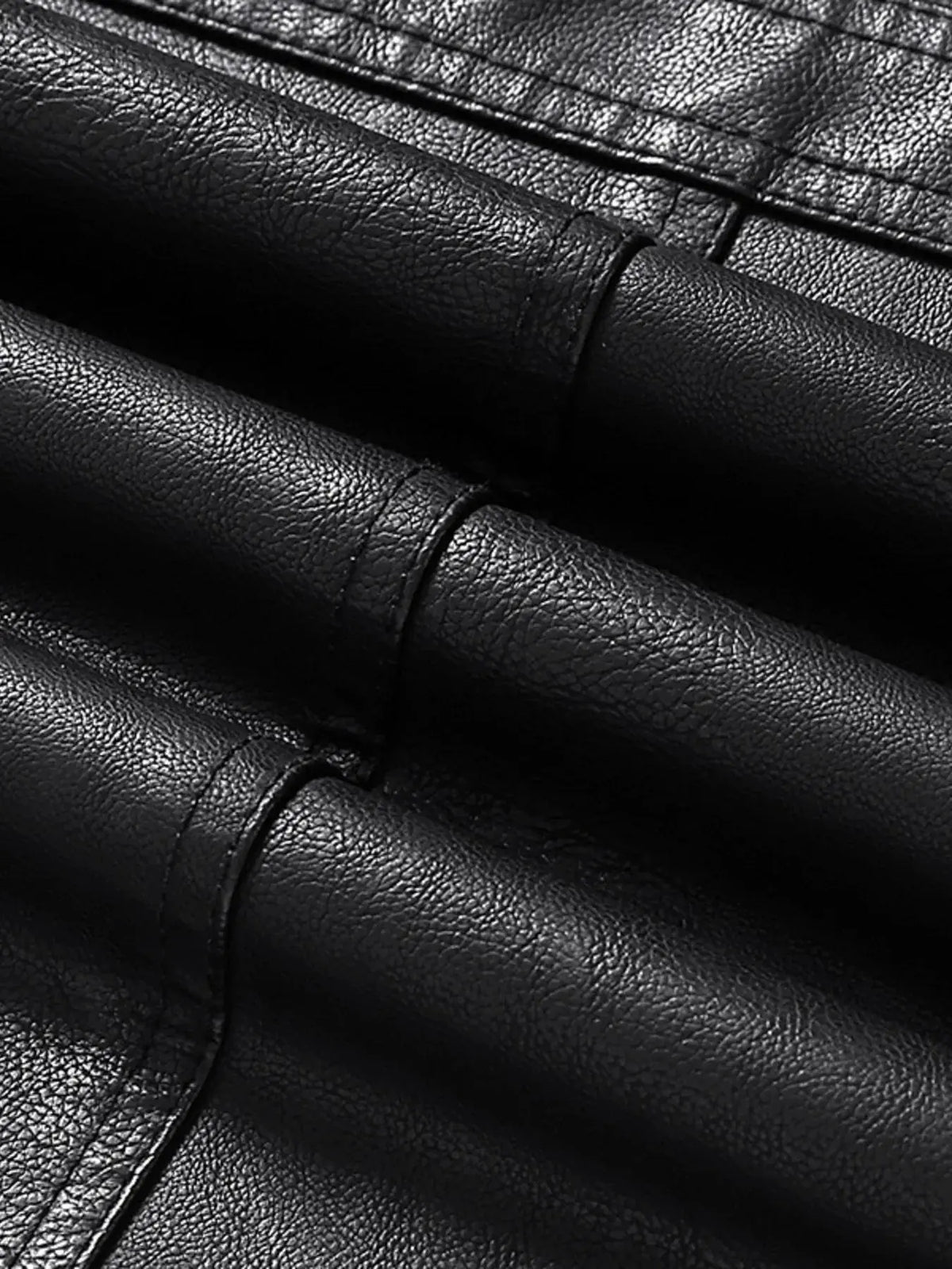 Men's Zip Up Long Sleeve Leather Jacket by Trendsi