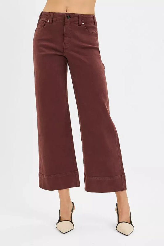 RISEN Tummy Control High Rise Crop Wide No Waist Band Pants by RISEN