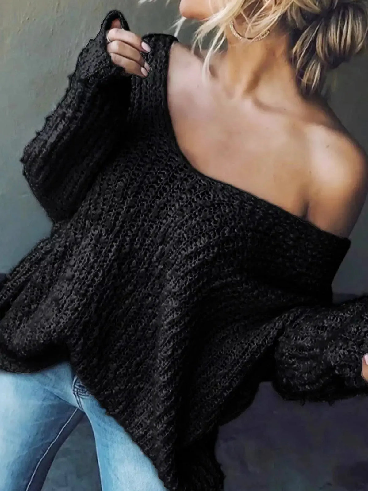 Loose Fit Long Sleeve Sweater by Partner Label