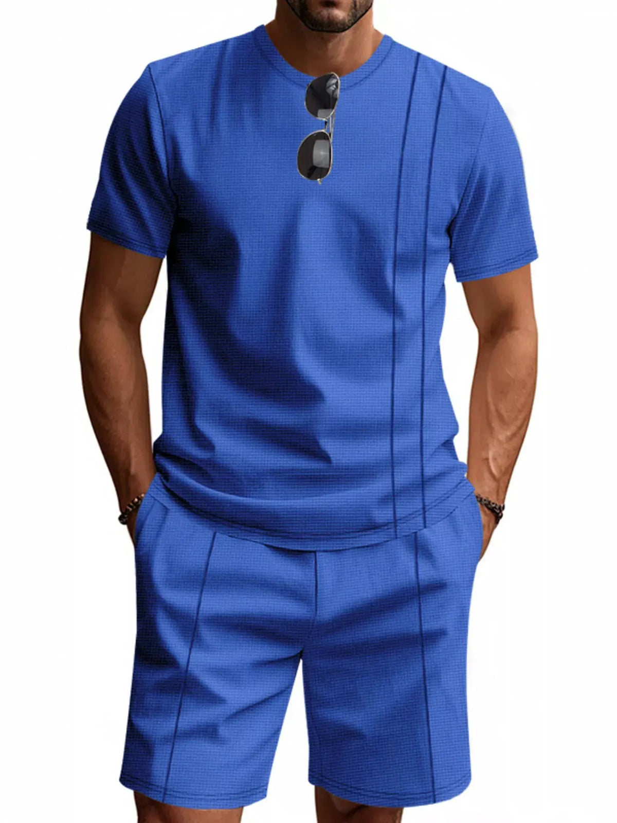Men's Full Size Casual Striped Short Sleeve T-Shirt and Shorts Set Plus Size by Trendsi