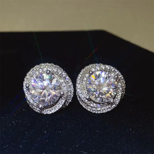 6 Carat Moissanite 925 Sterling Silver Earrings by Partner Label