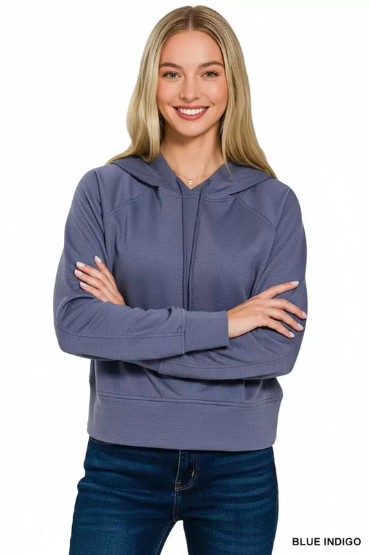 Zenana Drawstring Scuba Hoodie by Zenana