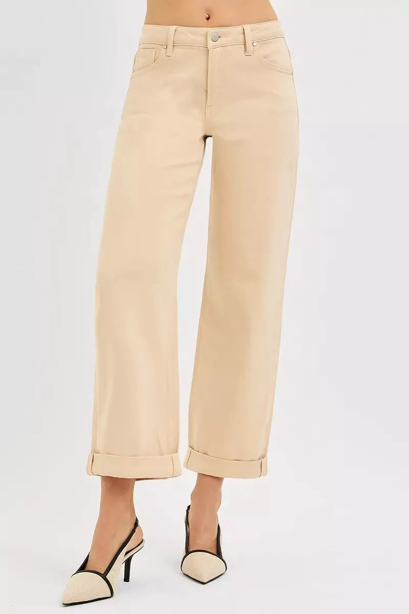 RISEN Tummy Control Mid Rise Ankle Barrel Relaxed Baggy by RISEN