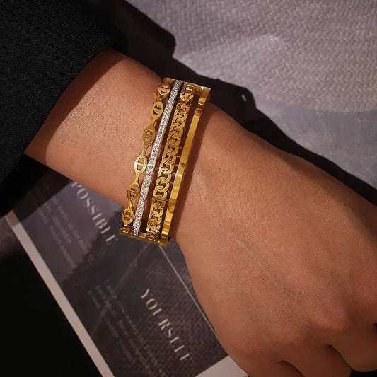 18K Gold-Plated Czech Diamond Bracelet by Partner Label