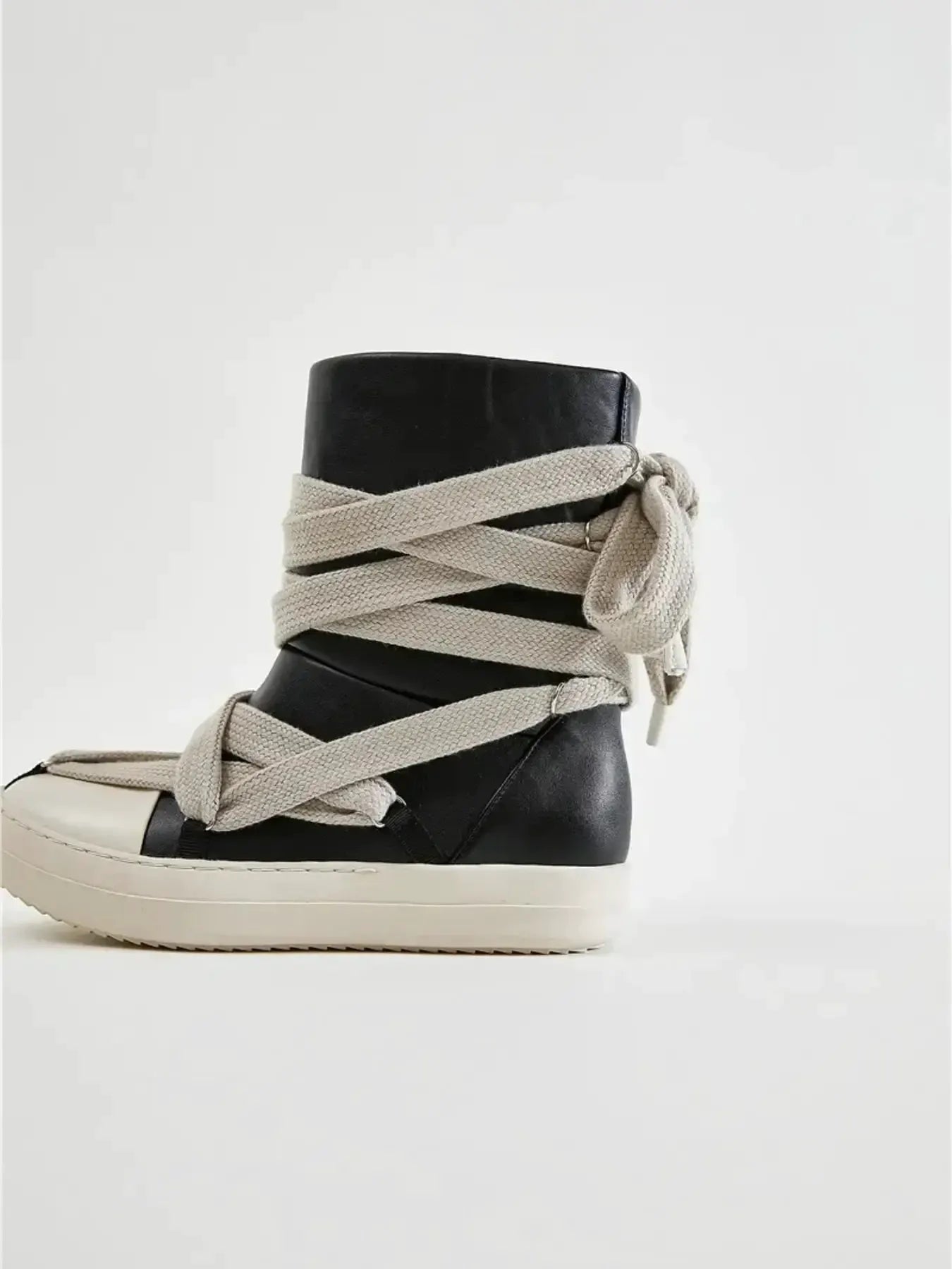Lace-Up Round Neck Sneaker Boots by Partner Label