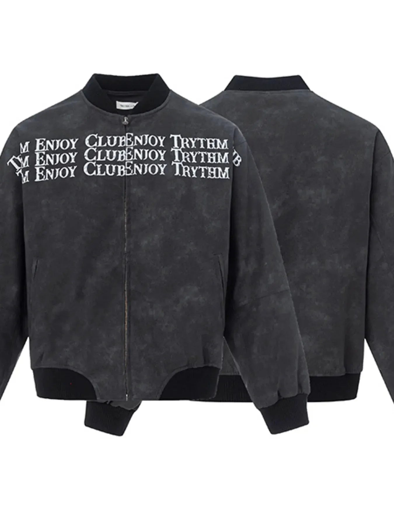 Men's Zip Up Letter Graphic Bomber Jacket by Partner Label