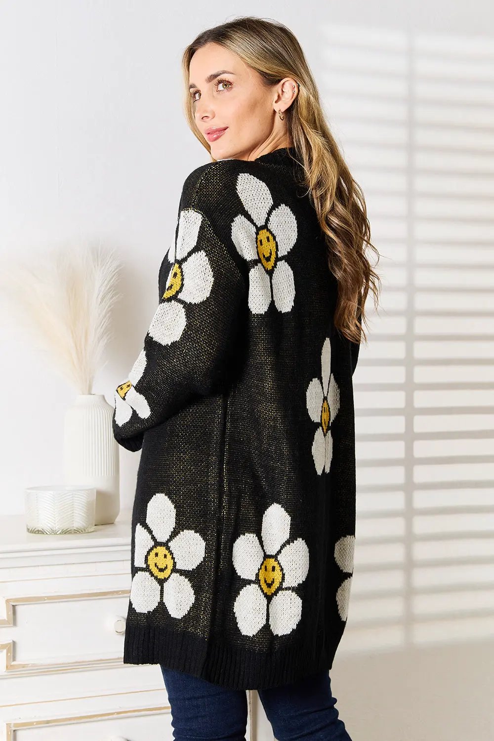 Perfee Floral Button Down Longline Cardigan by Perfee