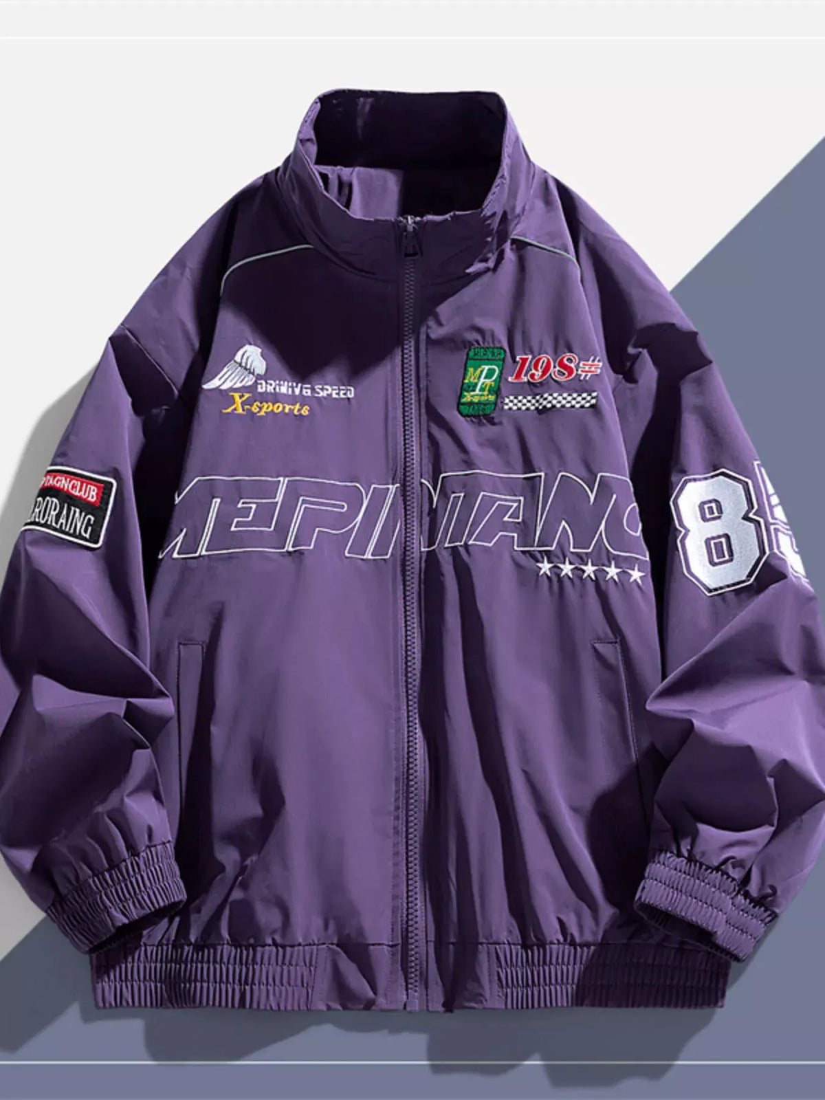 Men's Plus Size Racing-Inspired Zip Up Jacket by Trendsi
