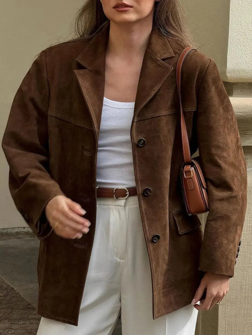 Lapel Collar Button Up Jacket by Partner Label