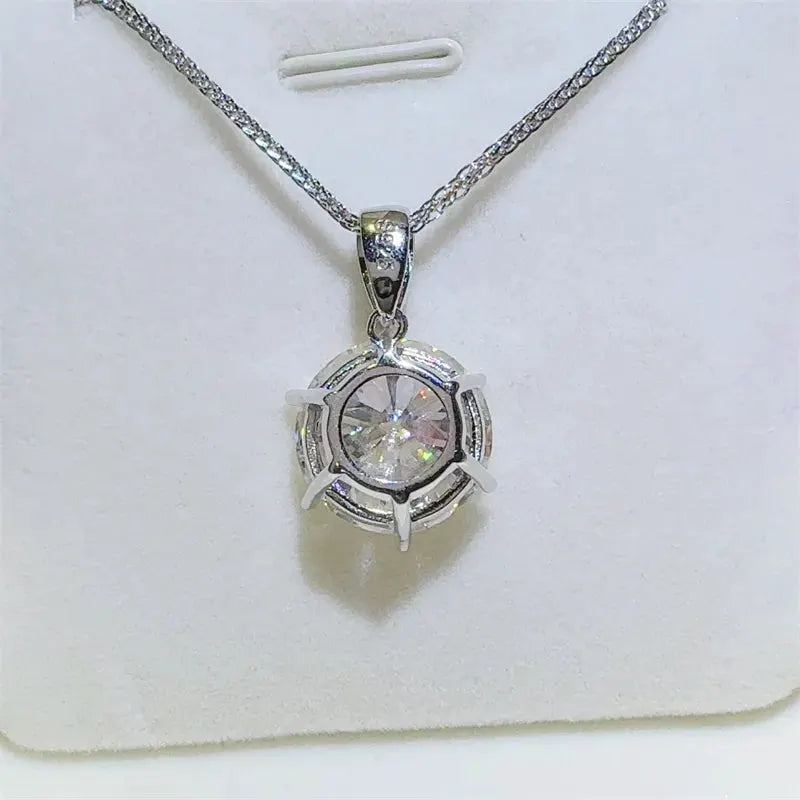 10 Carat Moissanite 925 Sterling Silver Pendant Necklace by Partner Labels