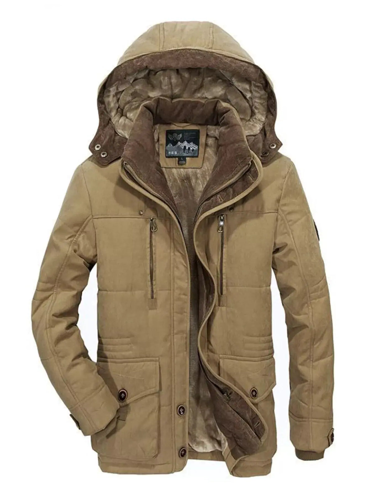 Men's Plus Size Winter Warm Hooded Parka Coat by Partner Label