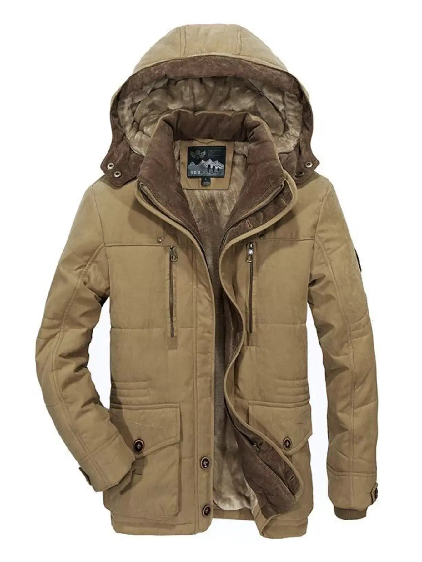 Men's Plus Size Winter Warm Hooded Parka Coat by Partner Label