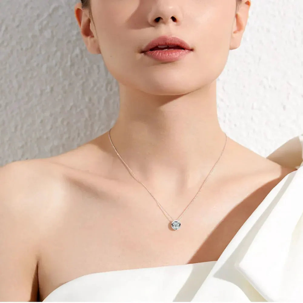 1 Carat Moissanite 925 Sterling Silver Necklace by Partnel Label