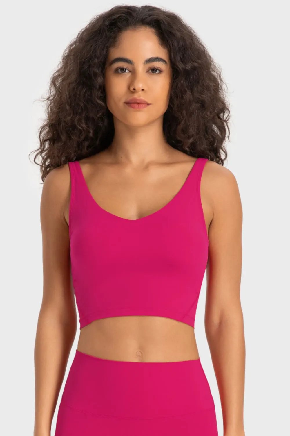 Millennia Deep V-Neck Crop Sports Bra by Millennia