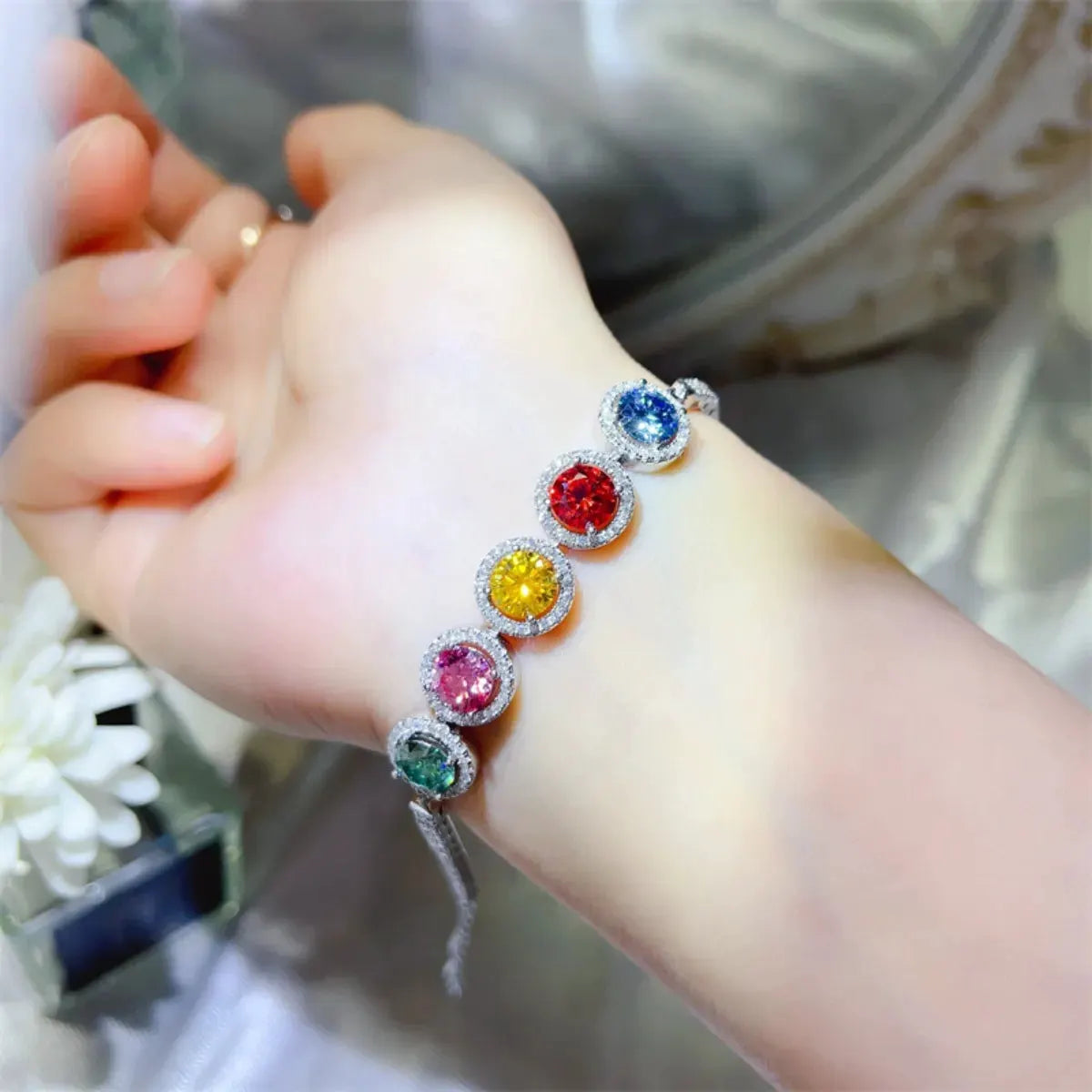 5 Carat 925 Sterling Silver Moissanite Bracelet by Partner Label